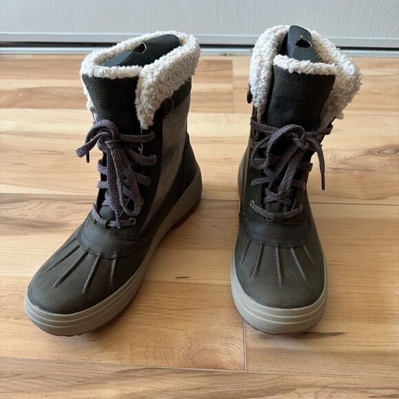 Merrell Women's Haven Mid Lace Polar Waterproof Boots Olive Size 8.5 NWOB - Picture 2 of 7